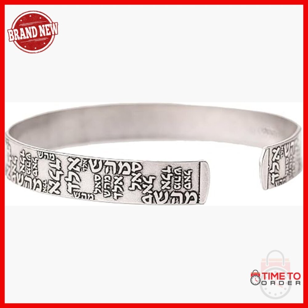 Sterling Silver Plated Kabbalah Cuff Bracelet Unisex Spiritual Jewelry